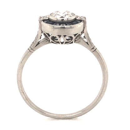 .53 Round Brilliant Cut Diamond & Sapphire Ring in Platinum