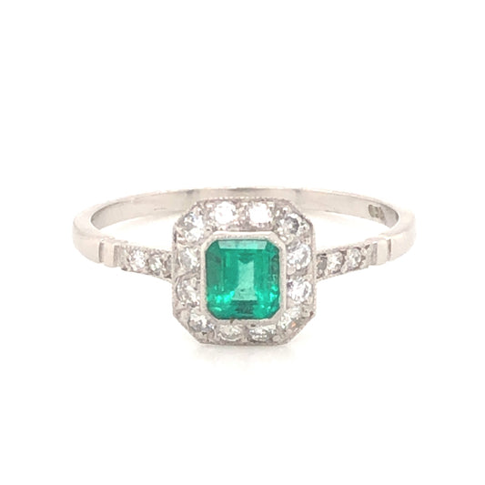 .30 Emerald & Diamond Engagement Ring in Platinum