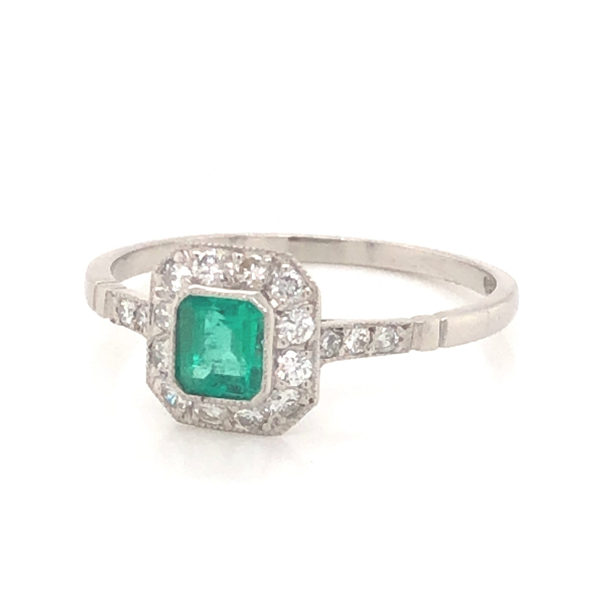 .30 Emerald & Diamond Engagement Ring in Platinum