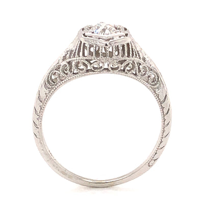 .20 Art Deco Diamond Engagement Ring in 18K White Gold