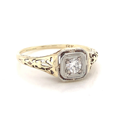 Vintage .20 Art Deco Diamond Engagement Ring in 14k Yellow Gold