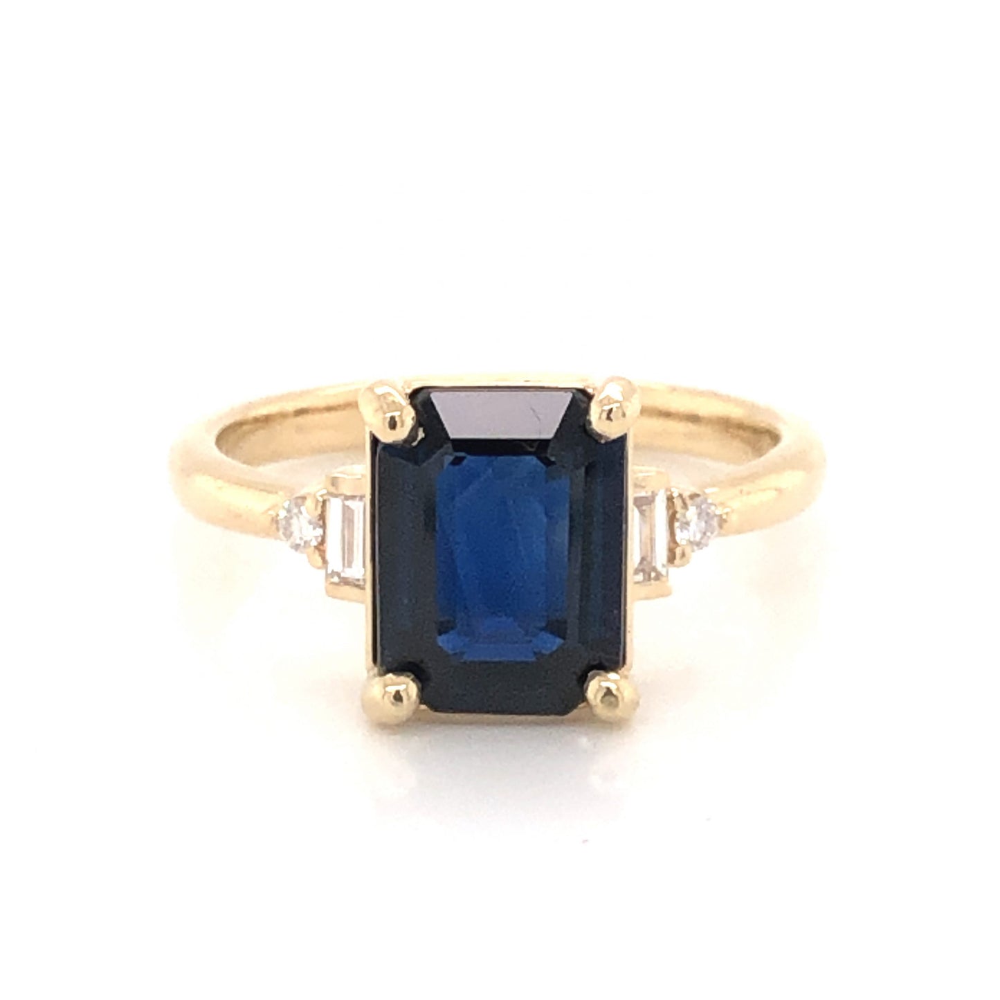 2.67 Emerald Cut Sapphire Engagement Ring in Yellow Gold