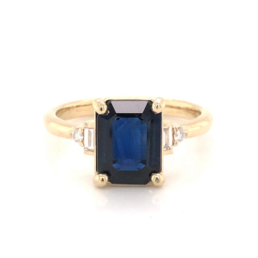 2.67 Emerald Cut Sapphire Engagement Ring in Yellow Gold