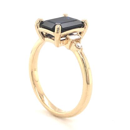 2.67 Emerald Cut Sapphire Engagement Ring in Yellow Gold