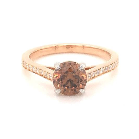 1.15 Chocolate Diamond Engagement Ring in 18K Rose Gold