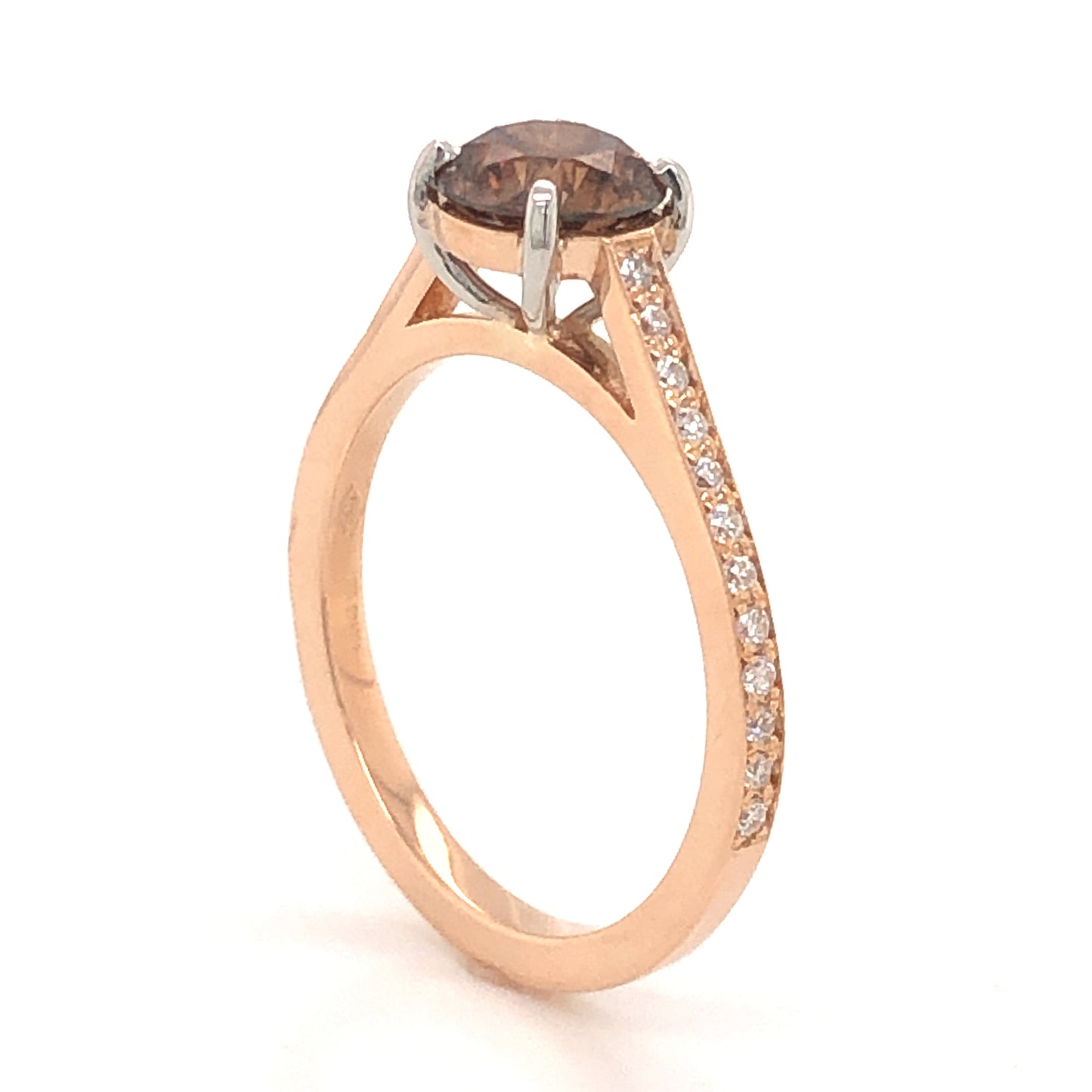 1.15 Chocolate Diamond Engagement Ring in 18K Rose Gold
