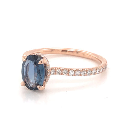 1.11 Oval Cut Sapphire Engagement Ring in 14k Rose Gold
