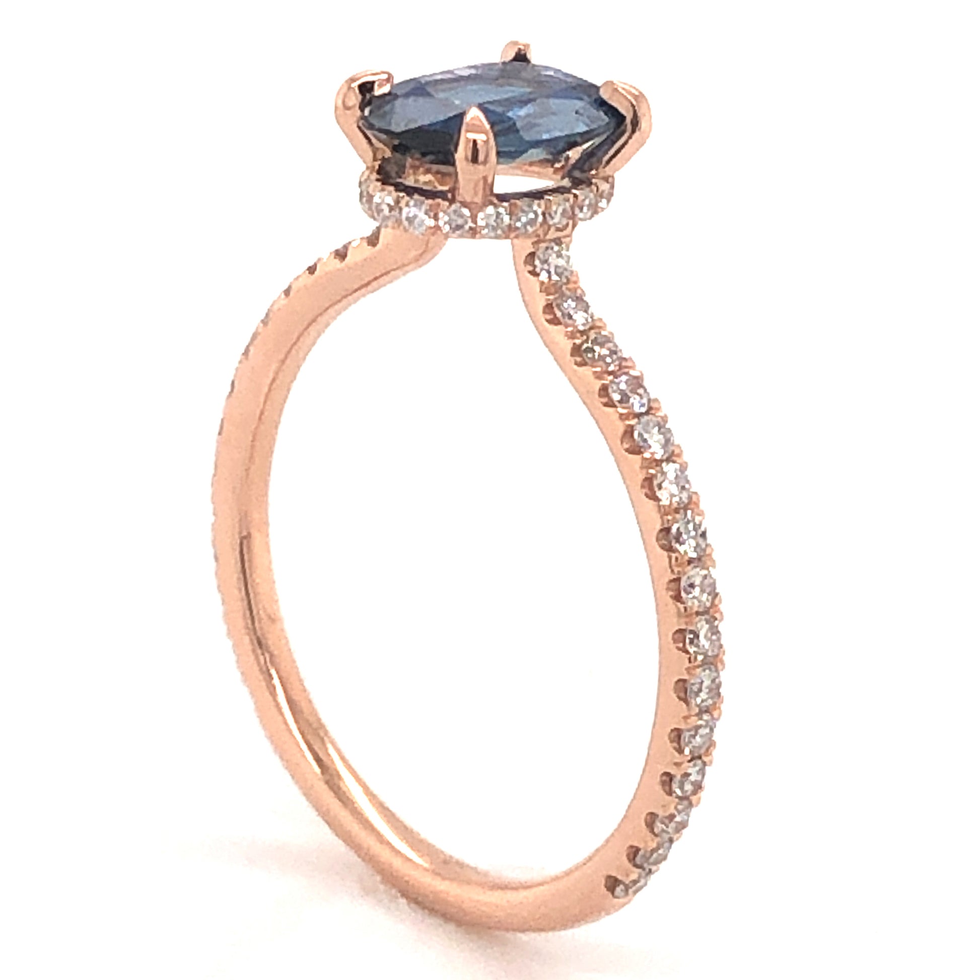 1.11 Oval Cut Sapphire Engagement Ring in 14k Rose Gold
