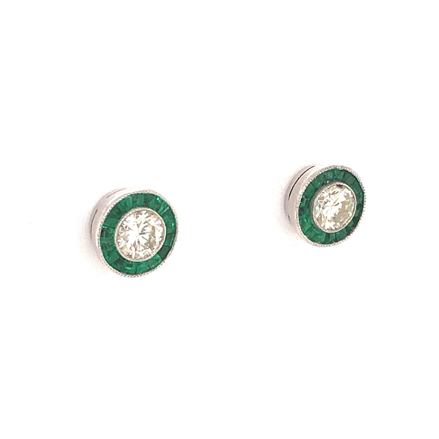 .44 Diamond & Emerald Stud Earrings in Platinum
