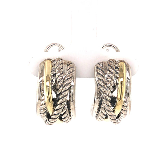 David Yurman Earrings in Sterling Silver & 14k Yellow Gold