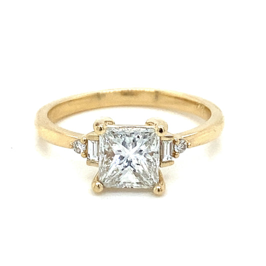 1.23 GIA Princess Cut Diamond Engagement Ring in 14k Yellow Gold