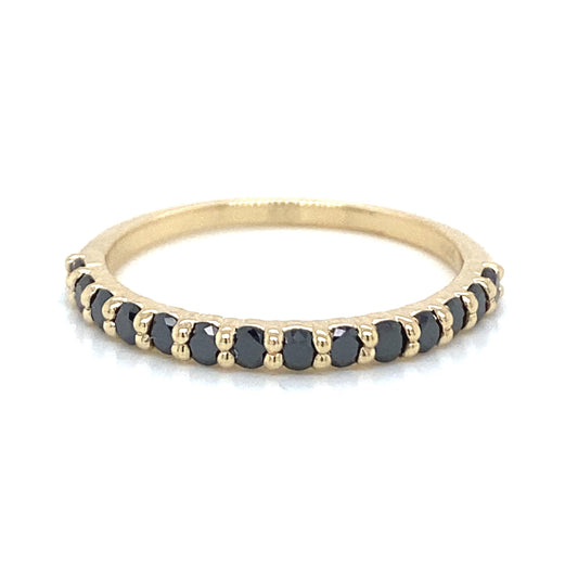 .56 Black Diamond Wedding Band in 14k Yellow Gold