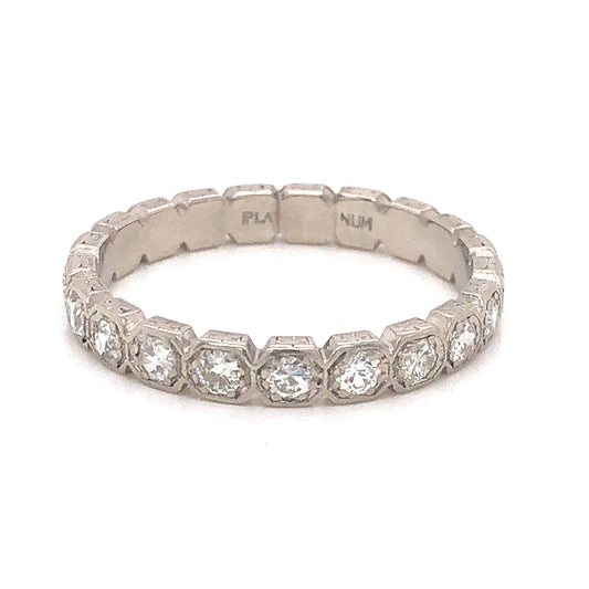 .50 Art Deco Bezel Diamond Wedding Band in Platinum