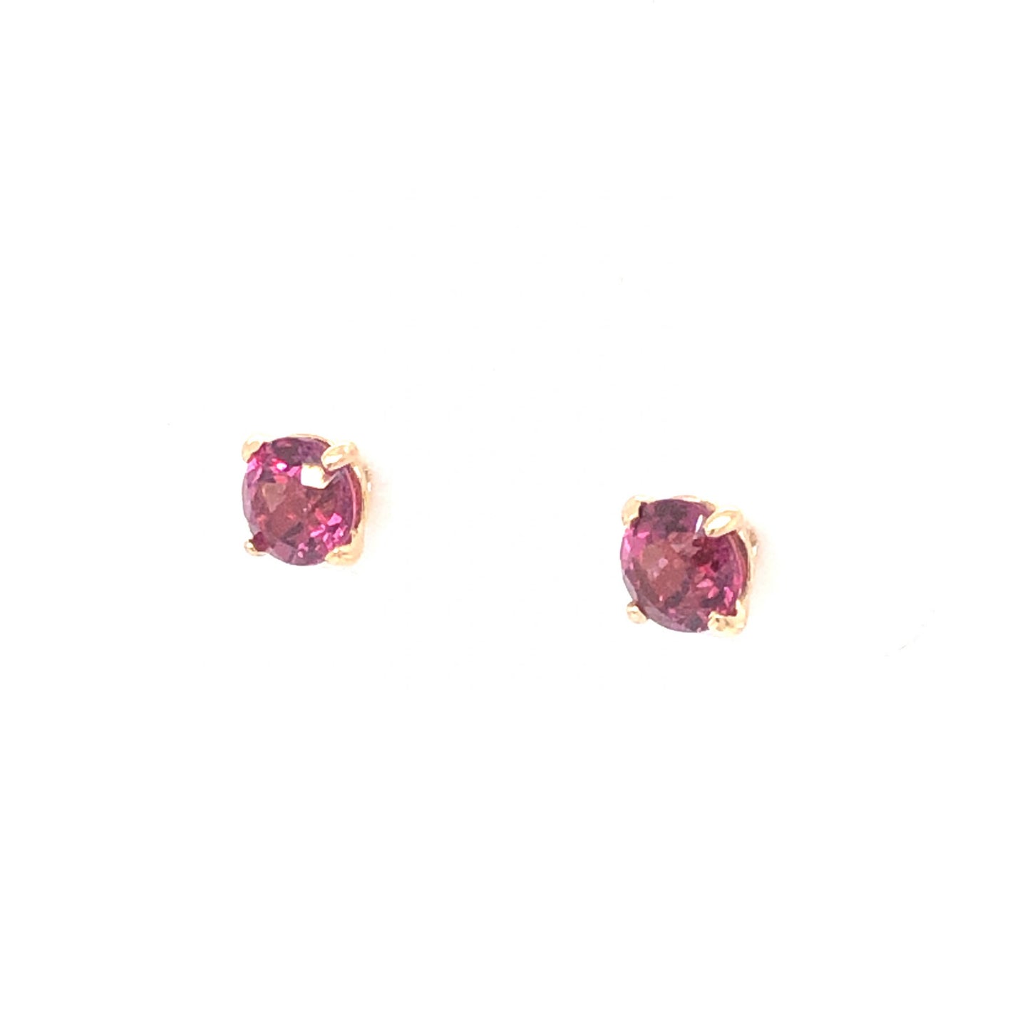Round Pink Tourmaline Earrings in 14k Yellow Gold