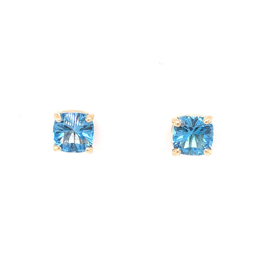 Blue Topaz Stud Earrings in 14k Yellow Gold