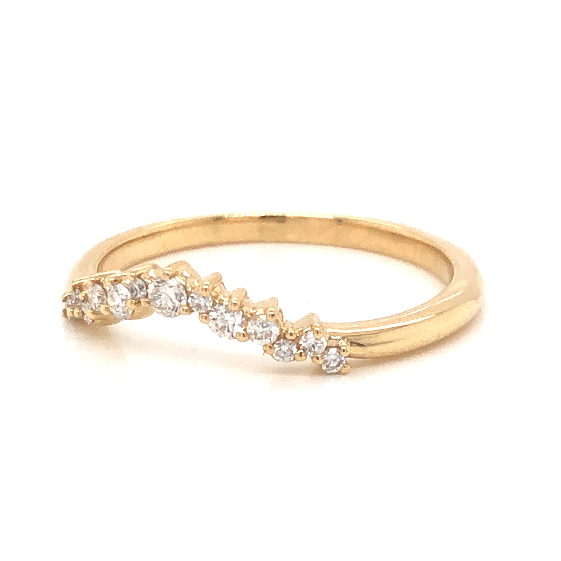 .24 Diamond Contour Wedding Band in 14k Yellow GoldComposition: 14 Karat Yellow Gold Ring Size: 7 Total Diamond Weight: .24ct Total Gram Weight: 1.9 g Inscription: 14k
      
