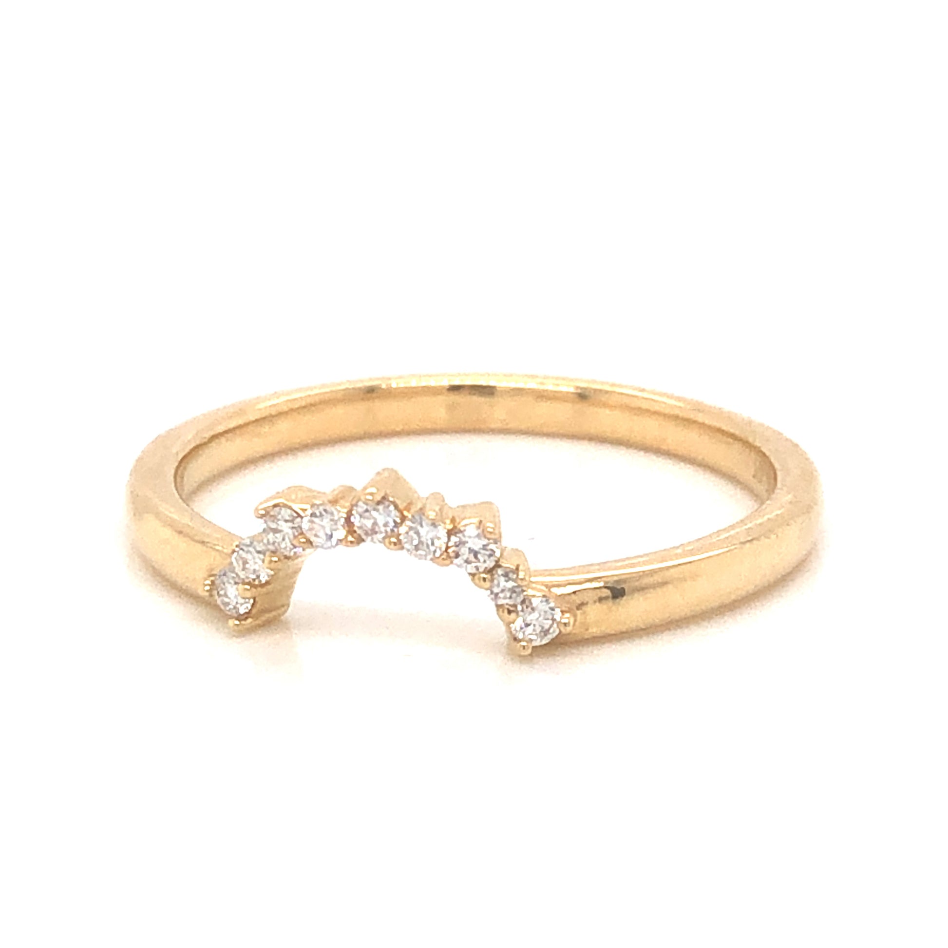 .07 Diamond Curved Wedding Band in 14k Yellow Gold