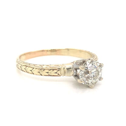 .77 Art Deco Solitaire Diamond Engagement Ring in 14k Yellow Gold