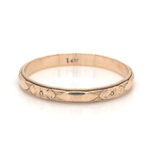 Men's 3mm Art Deco Wedding Band in 14k Yellow Gold