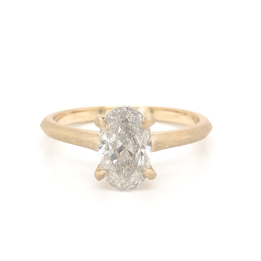 1.41 Rustic Oval Diamond Engagement Ring in 14k Yellow Gold