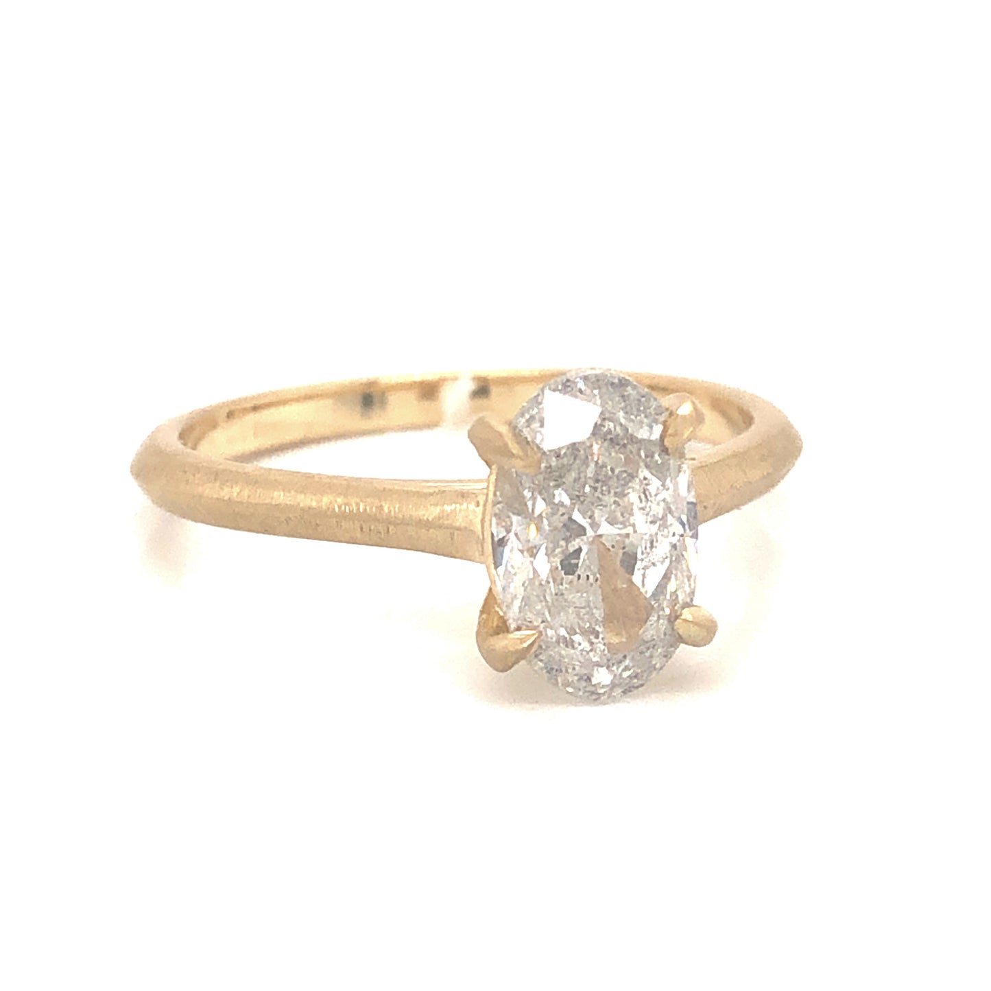 1.41 Rustic Oval Diamond Engagement Ring in 14k Yellow Gold