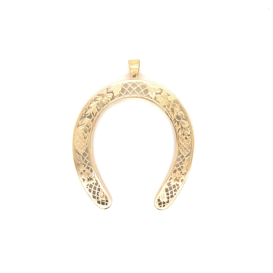 Mid-Century Horseshoe Pendant in 14k Yellow Gold