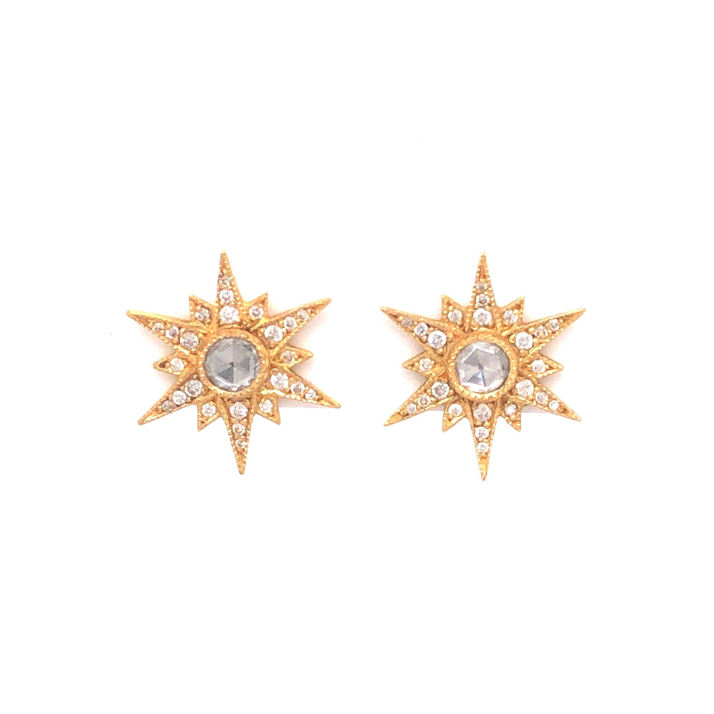 Arman Sarkisyan Diamond Starburst Earrings in 22K Yellow Gold