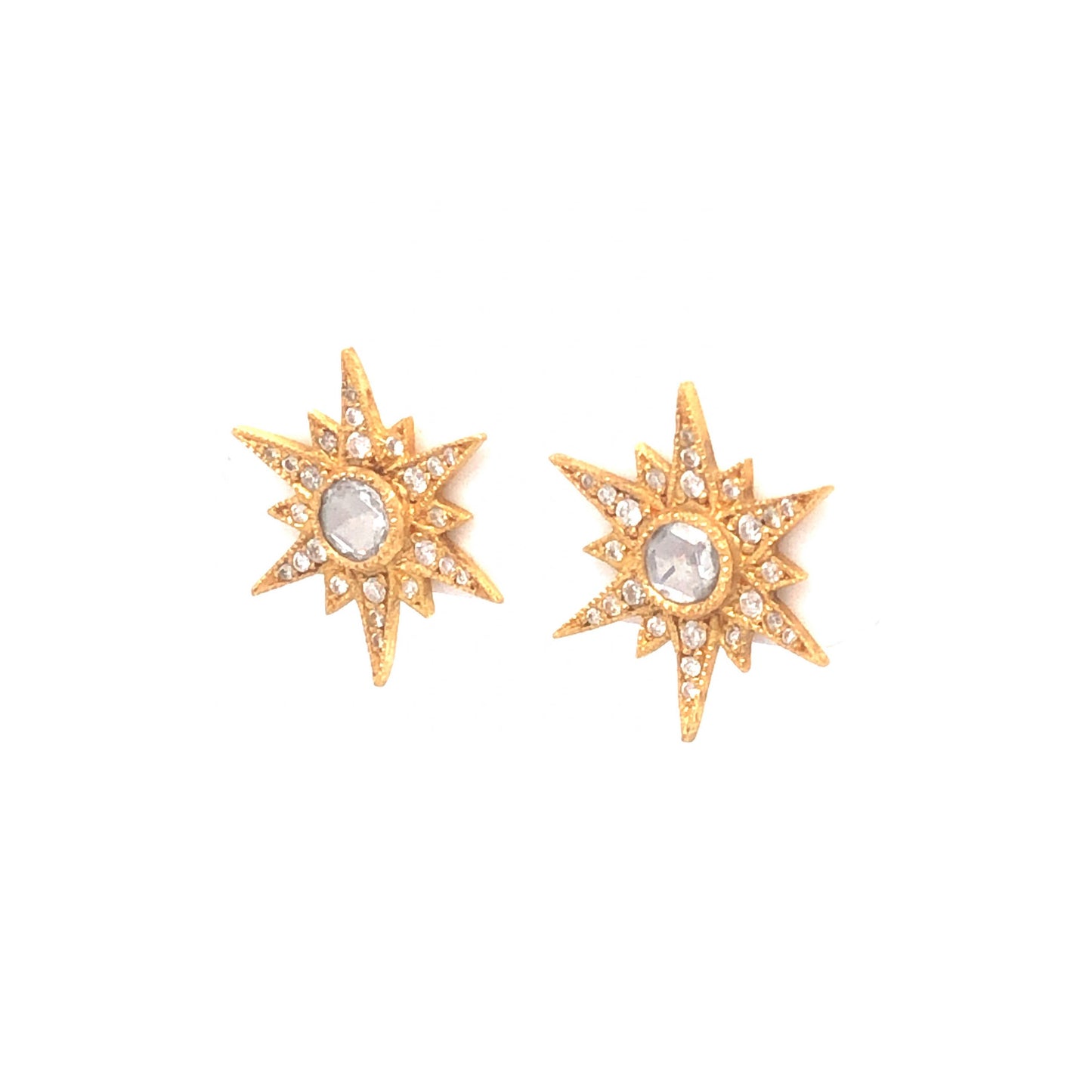 Arman Sarkisyan Diamond Starburst Earrings in 22K Yellow Gold