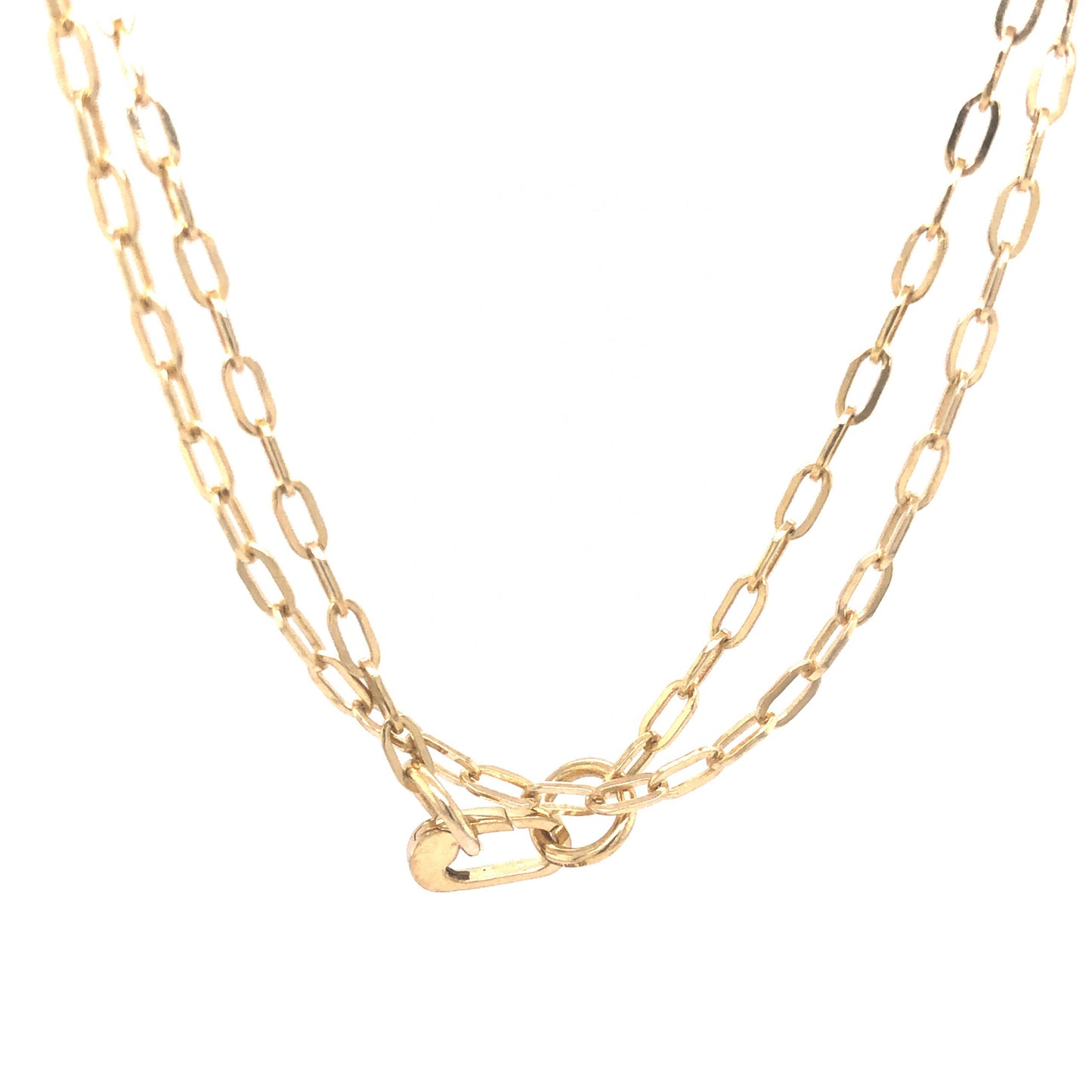 30 Inch Paperclip Chain Necklace in 14k Yellow Gold