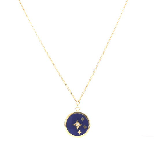 Enamel & Diamond Pendant Necklace in 14K Yellow Gold