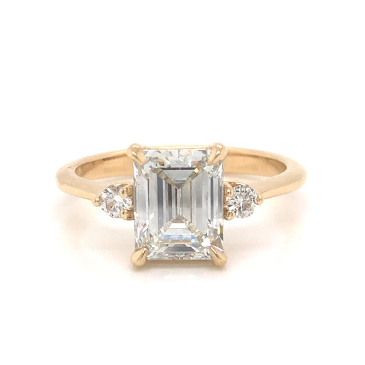 1.96 GIA Emerald Cut Diamond Engagement Ring in 14k Yellow Gold