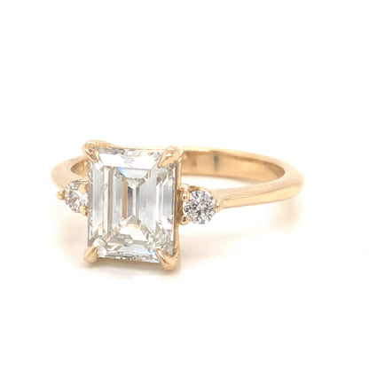 1.96 GIA Emerald Cut Diamond Engagement Ring in 14k Yellow Gold