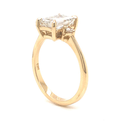 1.96 GIA Emerald Cut Diamond Engagement Ring in 14k Yellow Gold