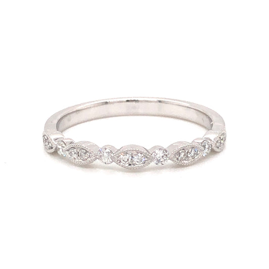 .17 Round Brilliant Diamond Wedding Band in 14k White Gold