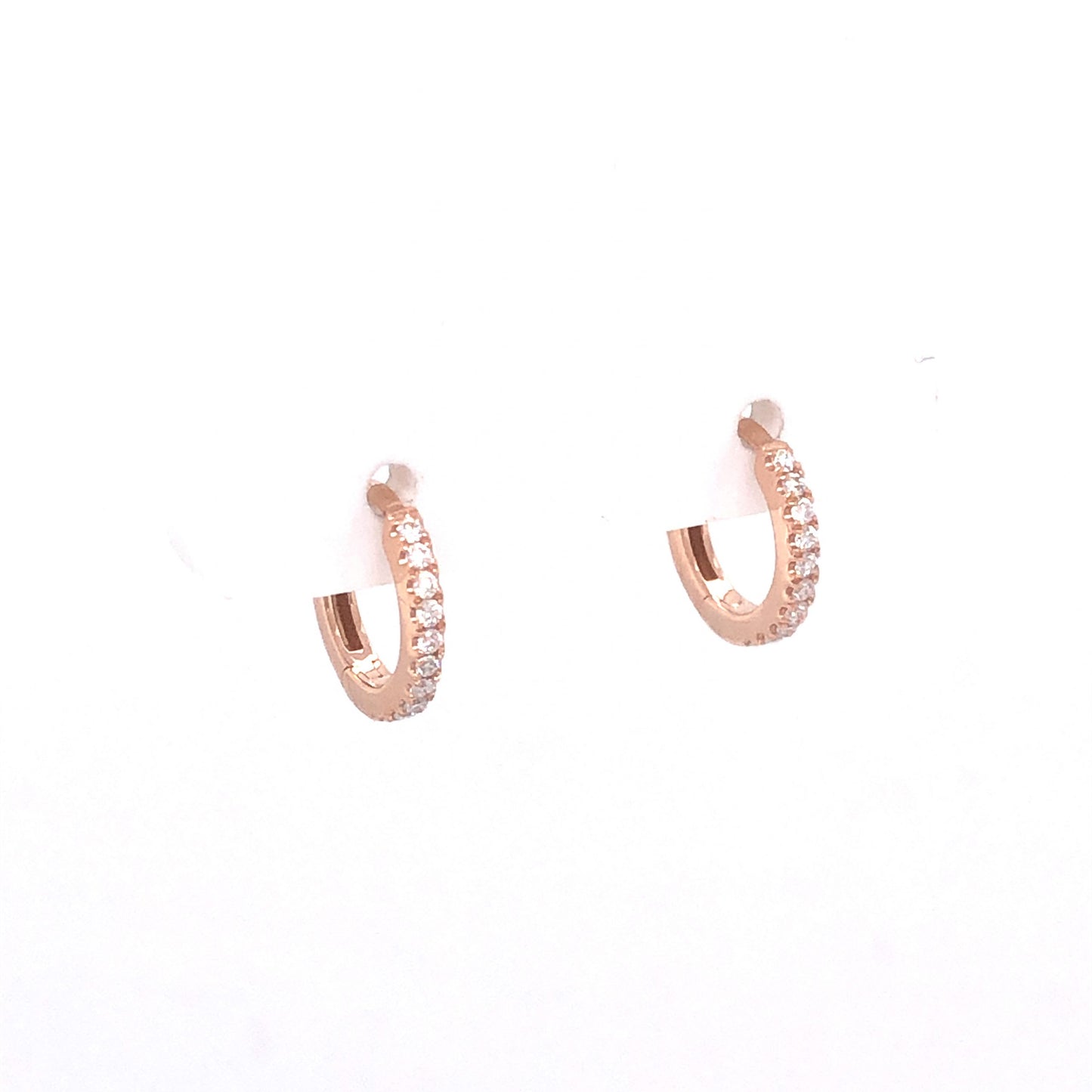 .10 Mini Diamond Hoop Earrings in 14k Rose Gold