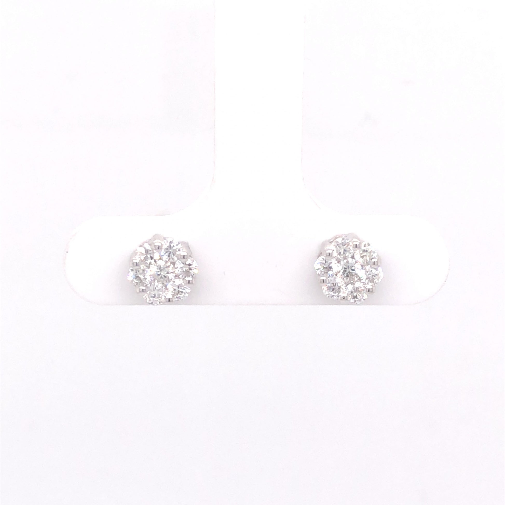 .49 Diamond Cluster Earring Studs in 14k White Gold