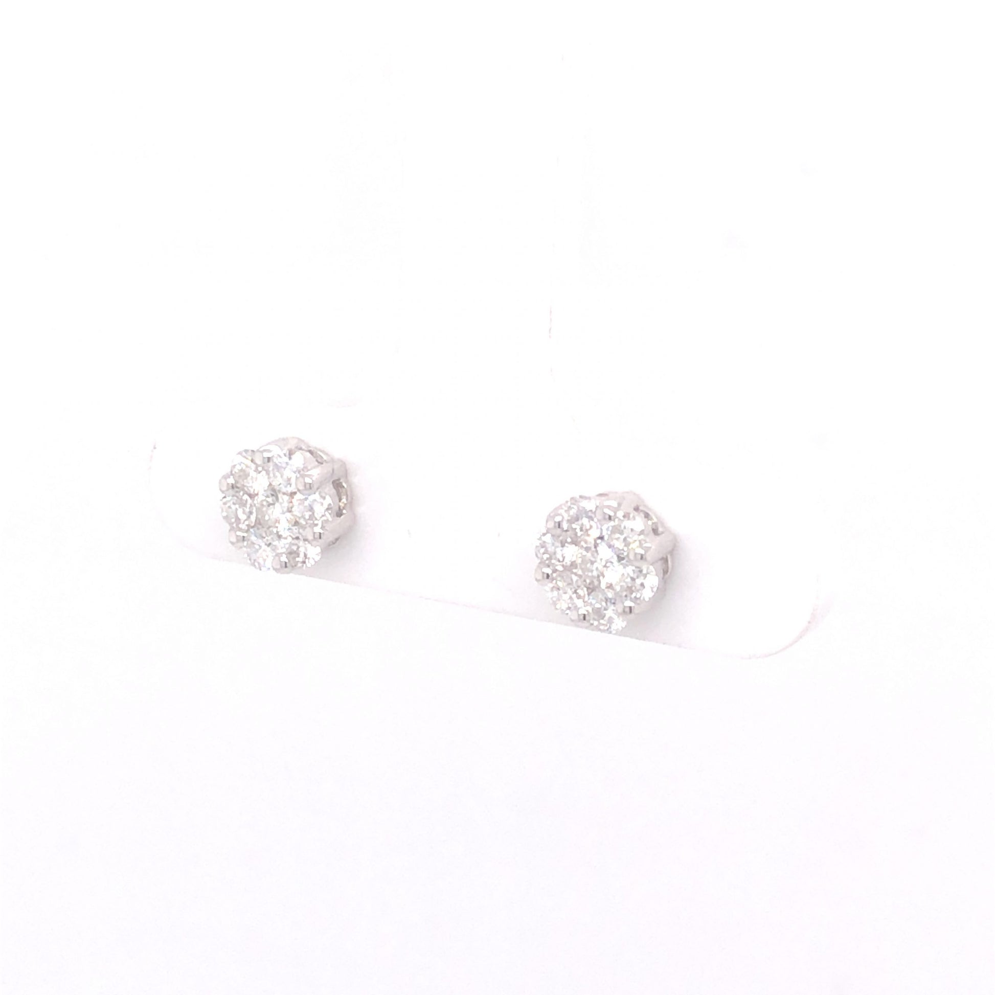 .49 Diamond Cluster Earring Studs in 14k White Gold