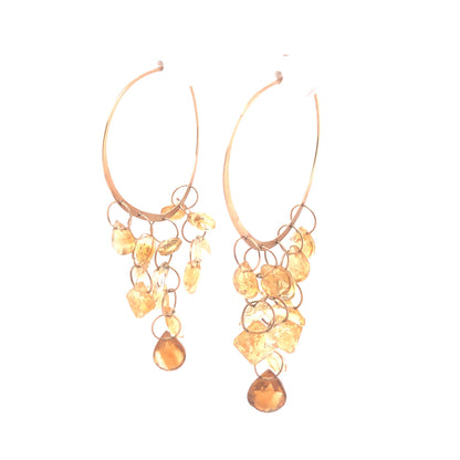 Melissa Joy Manning Earrings w/ Citrine in 14k Yellow Gold