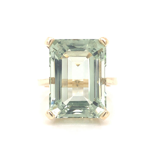 15.00 Green Amethyst Cocktail Ring in 14k Yellow Gold