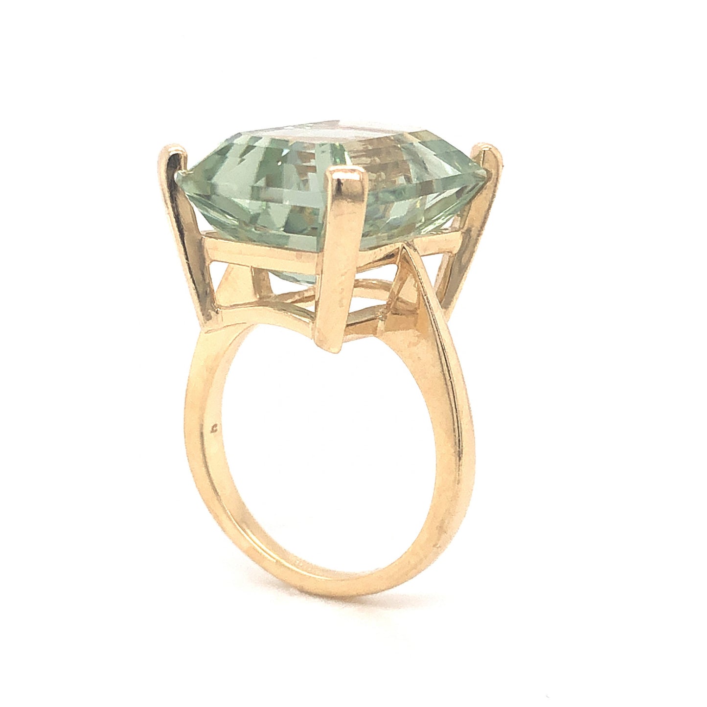 15.00 Green Amethyst Cocktail Ring in 14k Yellow Gold