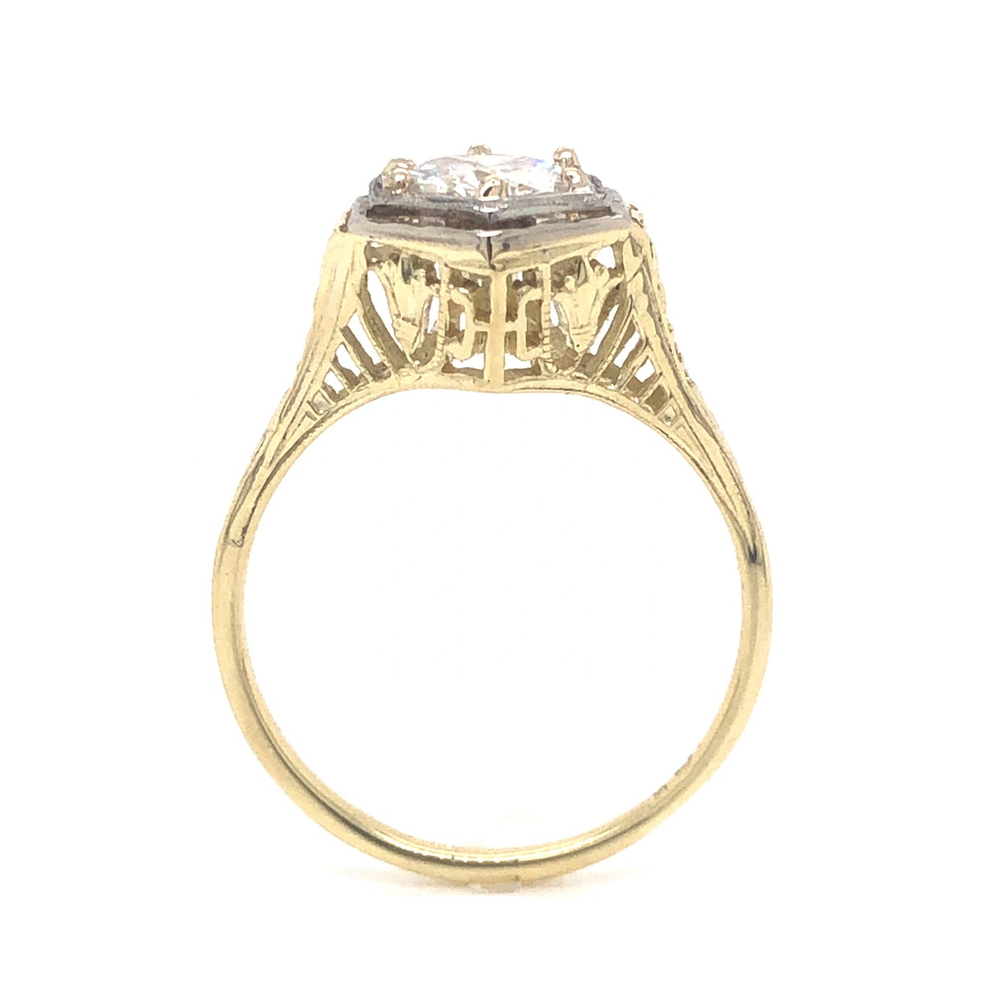 .86 Two-Toned Art Deco Diamond Engagement Ring in 14k