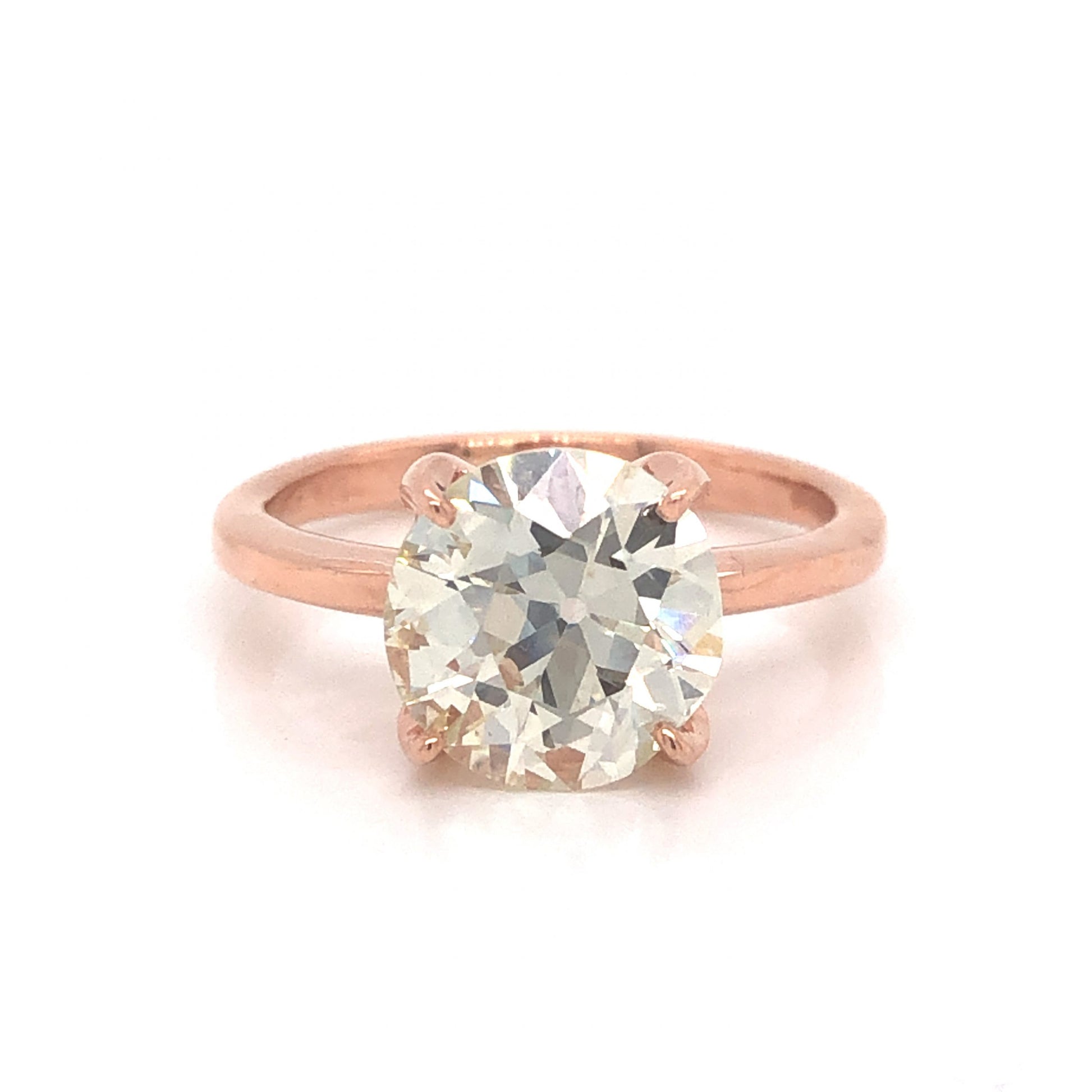 2.28 GIA Solitaire Diamond Engagement Ring in 14k Rose GoldComposition: PlatinumRing Size: 4.75Total Diamond Weight: 2.28 ctTotal Gram Weight: 3.1 gInscription: 14k 