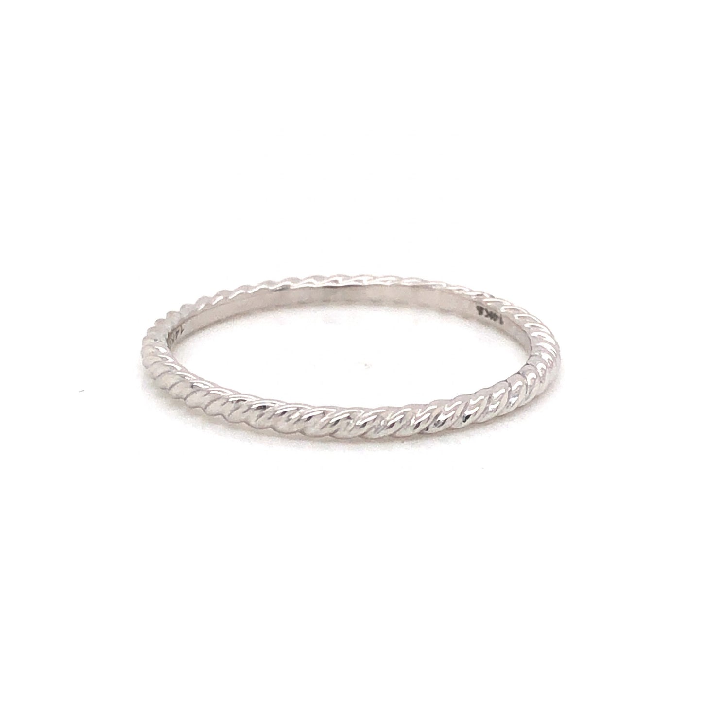 Thin Rope Stacking Ring in 14K White Gold