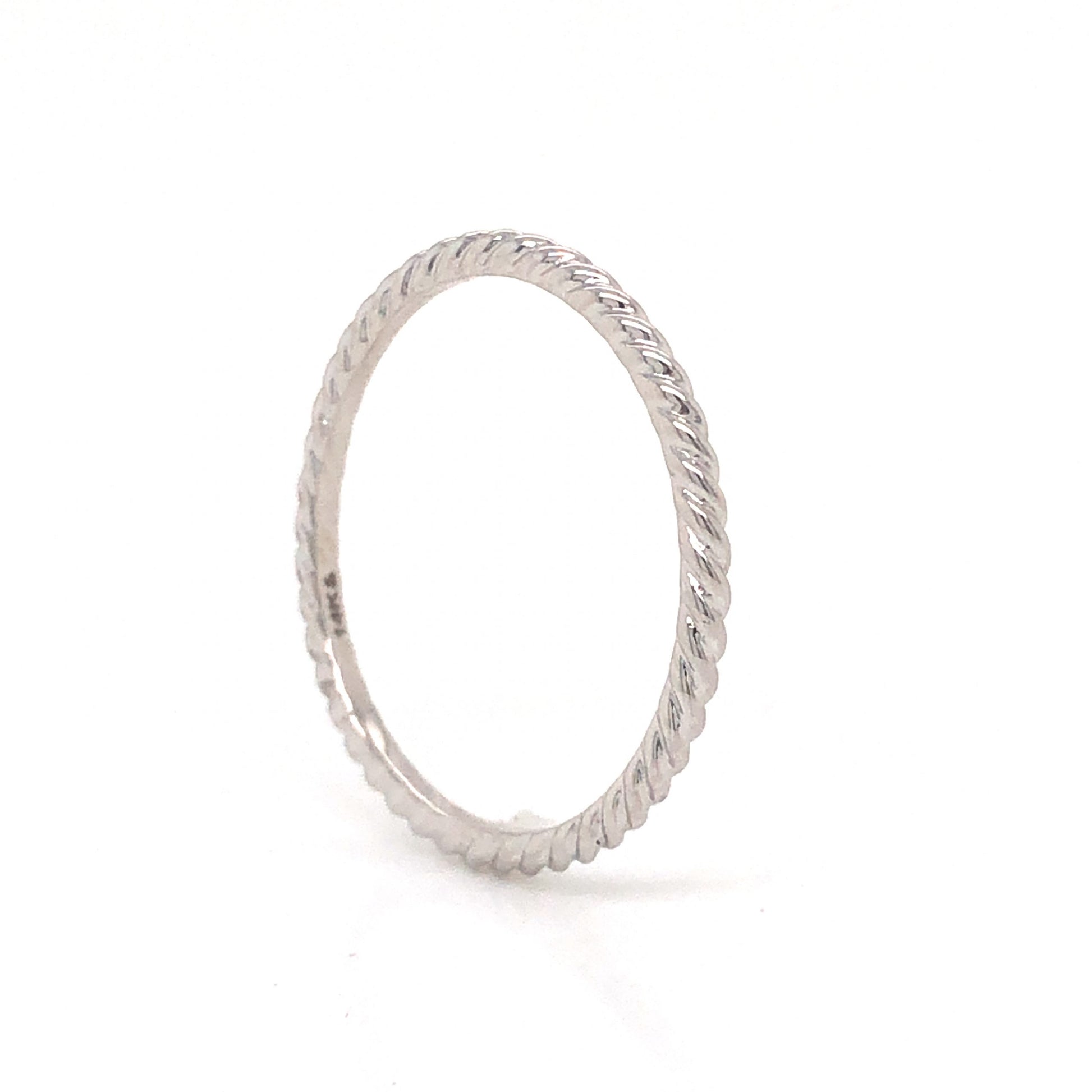 Thin Rope Stacking Ring in 14K White Gold