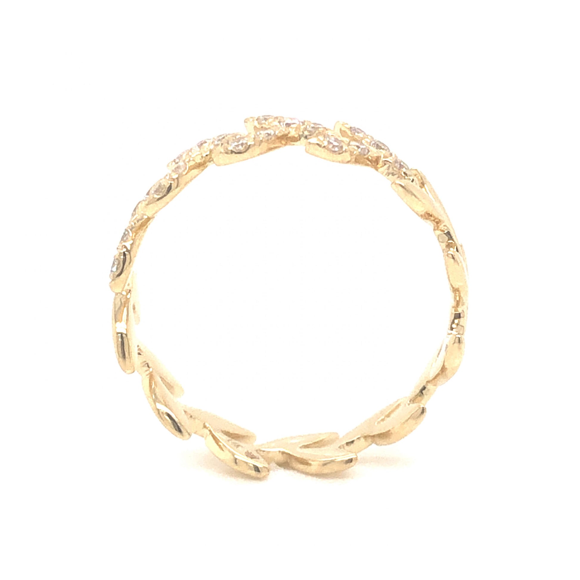 .20 Pave Diamond Vine Ring in 14k Yellow GoldComposition: 14 Karat Yellow GoldRing Size: 6.5Total Diamond Weight: .20 ctTotal Gram Weight: 1.8 gInscription: 14k 