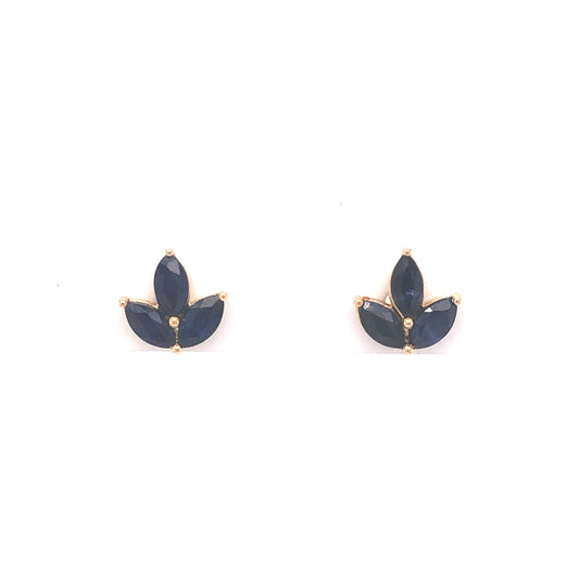 Marquise Cut Sapphire Stud Earrings in 14k Yellow Gold