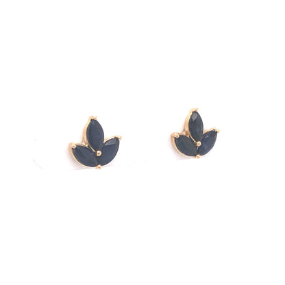 Marquise Cut Sapphire Stud Earrings in 14k Yellow Gold
