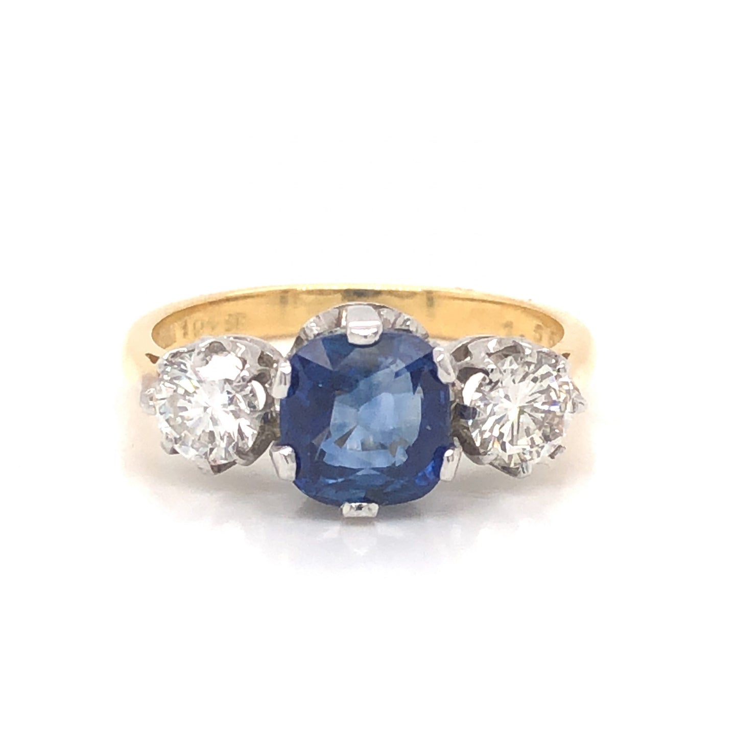 2.18 Sapphire & Diamond Engagement Ring in 18k & Platinum