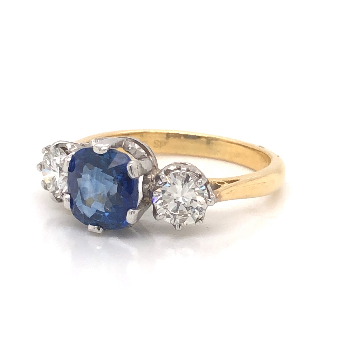 2.18 Sapphire & Diamond Engagement Ring in 18k & Platinum