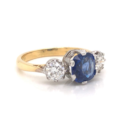 2.18 Sapphire & Diamond Engagement Ring in 18k & Platinum